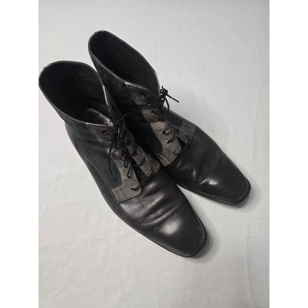 Franco Cuadra Mens Black Grey Leather Lace Up Ankle Boots Size 28 US 9 EUC